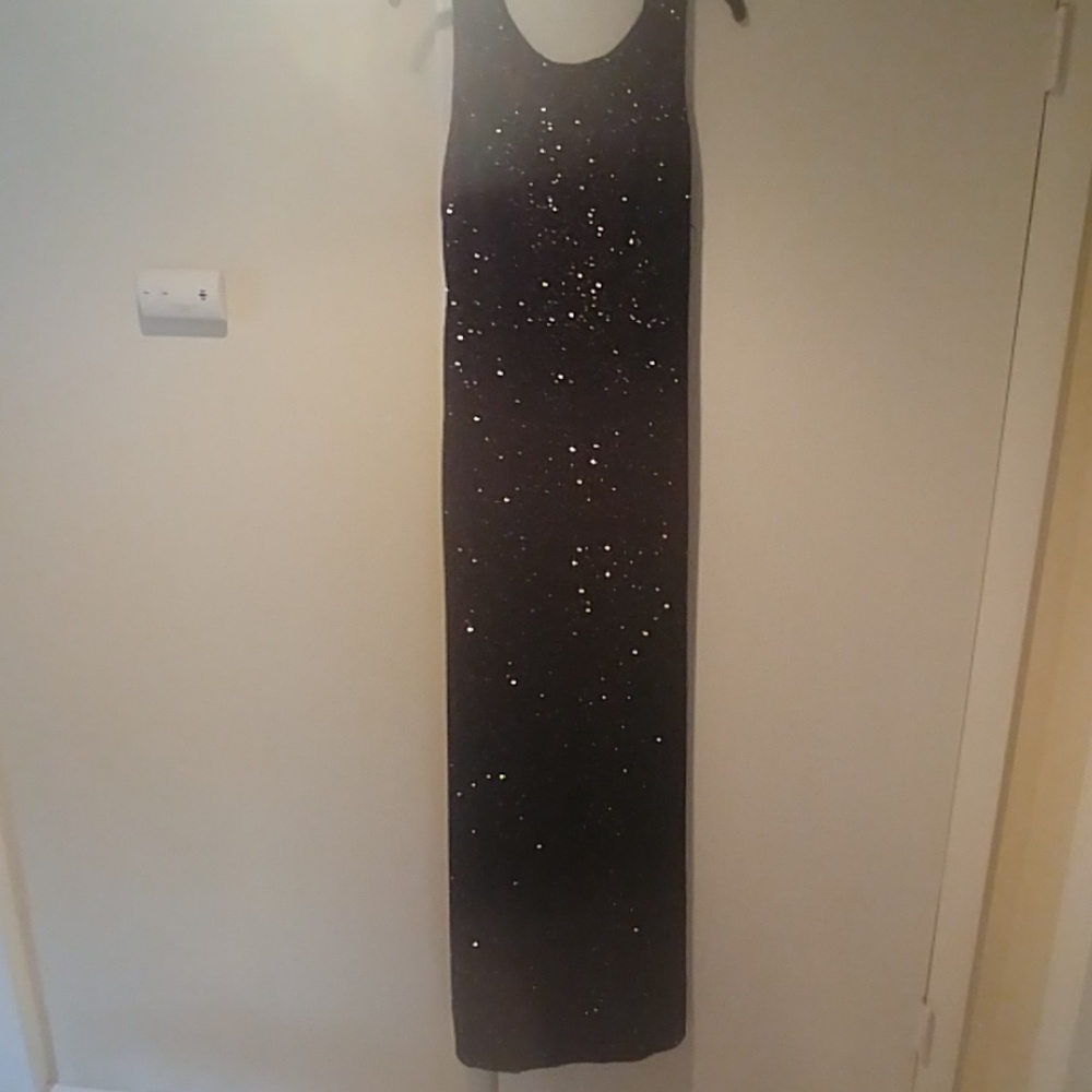 Black glitter evening gown
